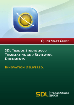 SDL Trados Studio Translating and Reviewing Documents