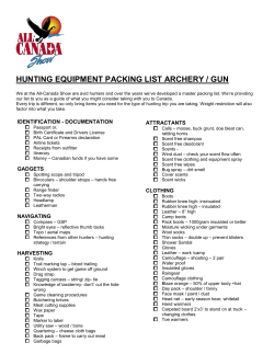 hunting equipment packing list archery / gun - All