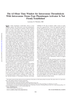 The 4.5-Hour Time Window for Intravenous Thrombolysis