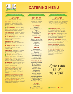 CATERING MENU Every one is an individual.