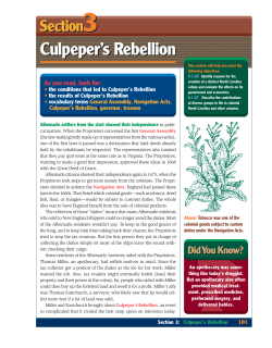 Culpeper`s Rebellion Culpeper`s Rebellion