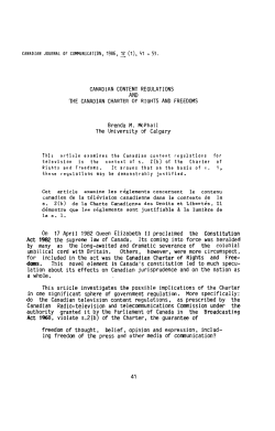 CANADIAN CONTENT REGULATIONS AND THE CANADIAN