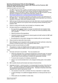 Summary of the Expenses Policy for Senior Managers March