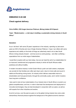 Chris Griffith speech from Mining Indaba 2015
