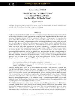TRANSCENDENTAL MEDITATION IN THE NEW MILLENNIUM Part