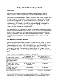 Timing of the Draft Scottish Budget 2017/18 Introduction The Draft