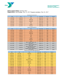 Current Swim Lesson Schedule