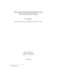 Rice Lands of South and South East Asia, Some Soil Physical