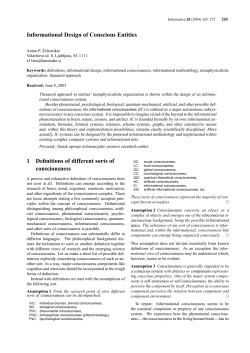 Informational Design of Conscious Entities 1 Definitions of