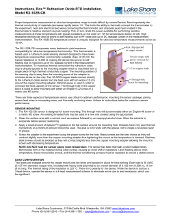 Instructions, Rox Ruthenium Oxide RTD Installation, Model RX