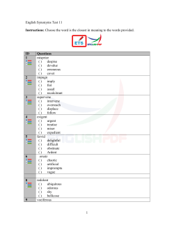 1 English Synonyms Test 11 Instructions: Choose the word is the