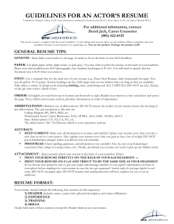 guidelines for an actor`s resume