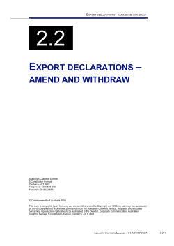 Export Declarations - Amend and Withdraw