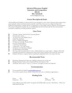 Advanced Placement English Literature and Composition 2015