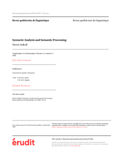 Syntactic Analysis and Semantic Processing