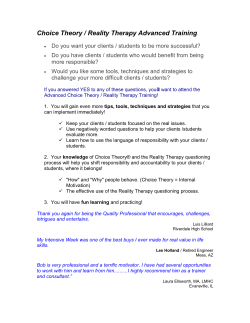 Choice Theory / Reality Therapy Advanced
