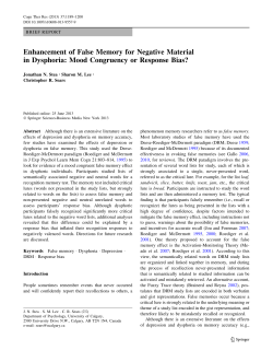 Enhancement of False Memory for Negative Material in Dysphoria