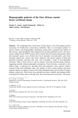 Biogeographic patterns of the East African coastal forest vertebrate