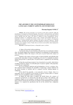 The Adverb in the Contemporary Romanian Language