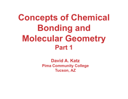 Notes on Chemical Bonding, Part 1
