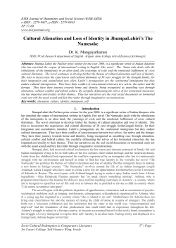 Cultural Alienation and Loss of Identity in JhumpaLahiri`s