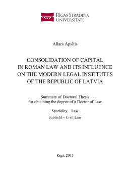Consolidation of Capital in Roman Law and Its Influence on