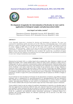 Development of paptodes for determination of hydrazine in water