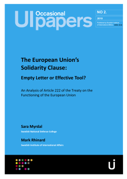 The European Union`s Solidarity Clause