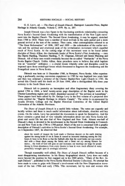 The Diary of Joseph Dimock. Hantsport