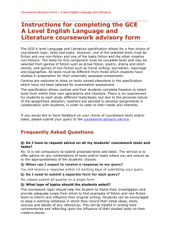 Coursework advisory service for A level English Language and