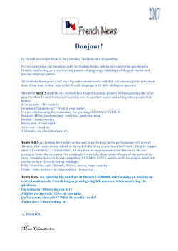 Term 1 2017 French News - Nedlands Primary School