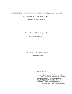 Coelomic fluid protein profile in earthworms (Lumbricus terrestris