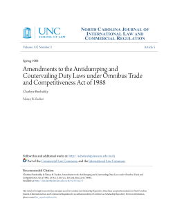 Amendments to the Antidumping and Coutervailing Duty Laws