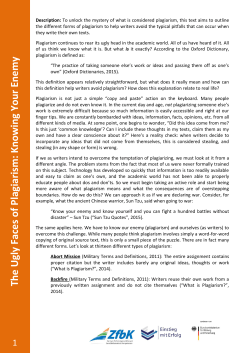 The Ugly Faces of Plagiarism : Knowing Your Enemy