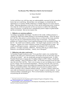 Ten Reasons Why Militarism is Bad for the Environment