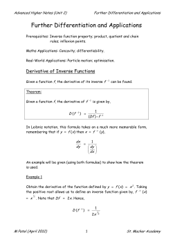 Further Differentiation and Applications