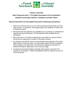 Citizens` Assembly Work Programme Item 1: The Eighth Amendment