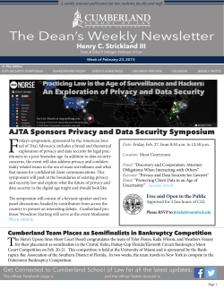 The Dean`s Weekly Newsletter