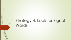 Strategy 4: Look for Signal Words