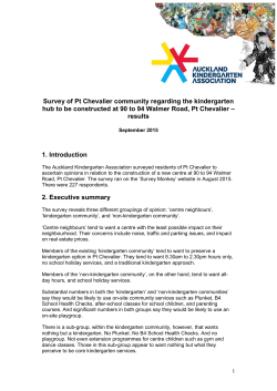 Survey of Pt Chevalier community regarding the kindergarten hub to