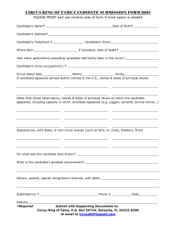 CIRCUS RING OF FAME CANDIDATE SUBMISSION FORM 2018