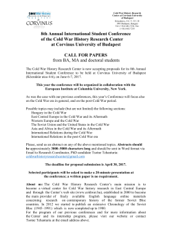 8th Annual International Student Conference of the Cold War History