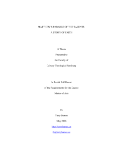 Matthew`s Parable of the Talents: A Story of Faith