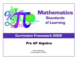 Pre AP Algebra - Bedford County Public Schools