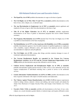 Federal and State Laws and Executive Orders