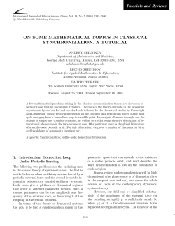 on some mathematical topics in classical synchronization. a tutorial
