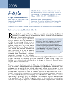 H-Diplo Roundtable on Robert W. Tucker, _Woodrow Wilson