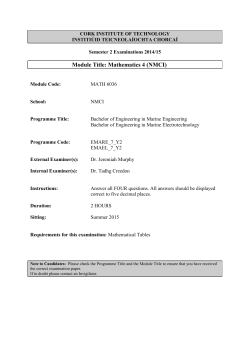 MATH6036 Mathematics 4 - CIT - Cork Institute of Technology