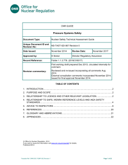 Pressure Systems Safety - Office for Nuclear Regulation