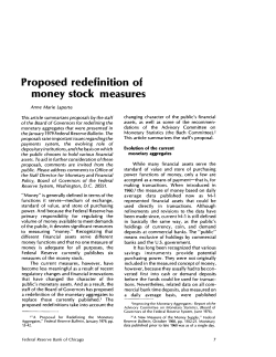 Proposed redefinition of money stock measures